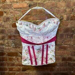 Vintage floral lace corset top
